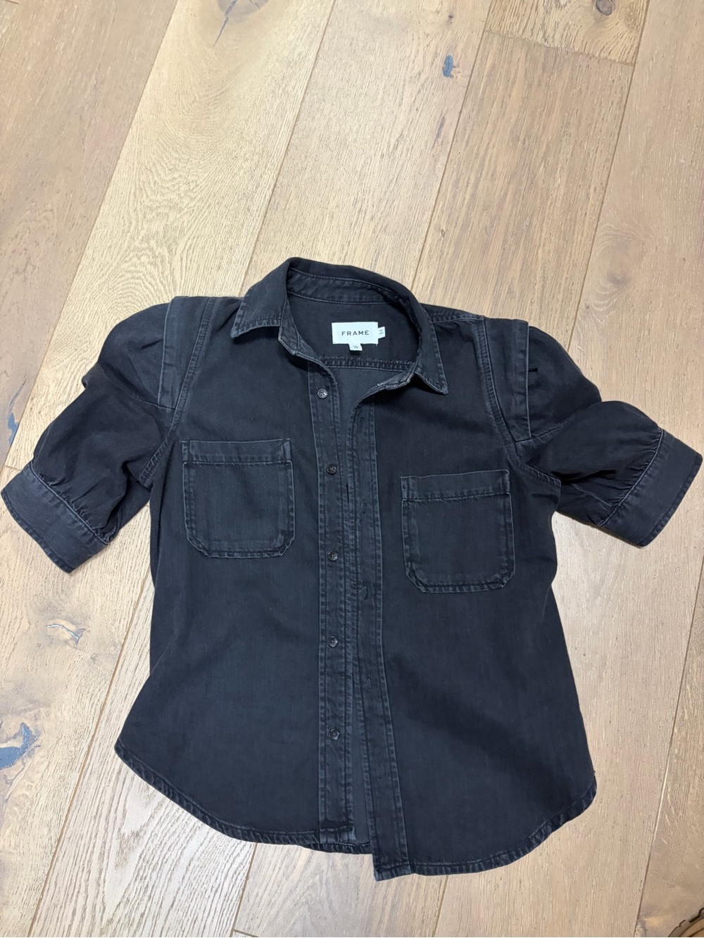 Frame Denim Kids Black Short-Sleeve Button-Down Shirt
